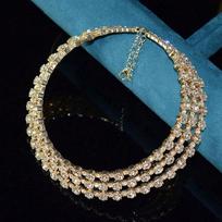 Sparkling Rhinestone Multi-layer Choker for Brides auksas