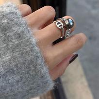 Elegant Adjustable Rhinestone Pig Nose Ring with Pearls for Women - Light Luxury and Unique Design Adjustable open ring