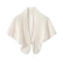 Chinese Cable Knit Cashmere Cardigan Shawl with Frog Button for Women balta