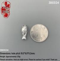 Sterling Silver 999 Fu Character Carp Lu Lu Tong Spacer Beads for DIY Bracelets & Necklaces 3D Sterling Silver 999