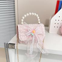 Children's bag female cartoon little princess messenger bag little girl pearl handbag chain bow change bag balta