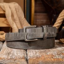 Retro Tail Arc Square Pin Buckle PU Leather Belt with Metal Ring 120 cm pilka