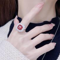 Elegant Ruby Three-Piece Set: Versatile Ring, Necklace, Earrings Perfect for Stylish Occasions