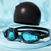 Adult Swimming Goggles Anti Fog UV Shield with 1 High Elastic Silicone Swim Cap Swim Pool Beach Competition Training Gear A6