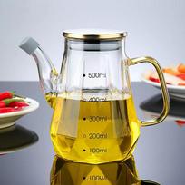 Glass Oil Pots 500/700/900Ml Leak Proof Diamond Oil Bottle With Scale/Lid Kitchen Soy Sauce Vinegar Condiment Storage Container 500ML