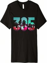 Miami 305 Area Code Florida Vintage Palm Trees Pride Retro Premium T-Shirt S įvairiaspalvis