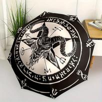 Baphomet Goat Head Pentagram Umbrella - Automatic Open 3-Fold Compact Umbrella with Cute Gothic Design, Durable Plastic & Iron