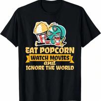 Popcorn Movies Snack Cinema TV Shows - Funny Popcorn T-Shirt,Comfortable Pure Cotton S įvairiaspalvis