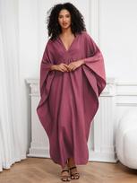 EDOLYNSA Sodriai rožinės spalvos Kaftan moteriškas chalatas, laisvas Homewear chalatas, universalus maudymosi kostiumėlis pridengiamas chalatas paplūdimio suknelė Q1306 One Size įvairiaspalvis