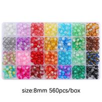 1 rinkinys / maišelis Stiklinių karoliukų dėžutė  pasidaryk pats  apyrankės, karoliai, auskarai, papuošalai, priedai 8mm 560pcs/box blue