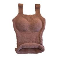 Winter Women Thermal Vest with Chest Pads Seamless German Velve Lining Fast Temperature Lock Heating Slim Fit Elastic Sleeveless Inner Wear Bottoming kava