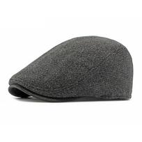 Hat Men's Autumn Winter Beret British Retro Wool Peaked Cap Thick Warm Forward Cap pilka spalva