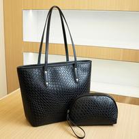 Women's Fashion Commuter Shoulder Bag Retro Large-capacity Tote Bag High-end Woven Mother-and-child Handbag 30*10*26 juoda