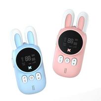 2PCS Kids Walkie Talkie Mini Phone Call Cartoon Children Talkie Walkie Toys 3KM Range UHF Interphone Radio Boys Girls Gifts rožinė/mėlyna