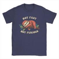Not Fast Not Furious Men's T Shirt Vintage Tee Shirt Short Sleeve Crew Neck T-Shirts Pure Cotton Gift Idea Tops S tamsiai mėlyna spalva