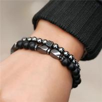 Bracelet Micro-inlaid Zircon Dice Bracelet Set, Hot-selling Black Gallstone Elastic Bracelet, Boyfriend Power.