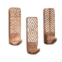3x Medinis Boho Raktų Dekoratyvinis Sieninis Kabliukas Pakabinimui Pakabų Lipnūs Palto Kabliukai Tvirtinami Mediniai