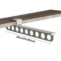 Retractable Wardrobe Rail Clothes Hanger Towel Coat Rack Closet Cabinet Storage Organizer Pull Out Hanging Closet Organizer Rack pilka spalva