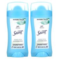 Secret, pH balanced antiperspirant/deodorant, invisible solids, Shower Fresh, twin pack, 2.6 oz (73 g) each