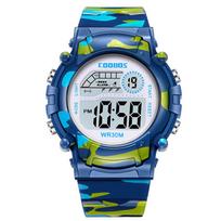 New Boys Sports Military Kids Digital Watches Student Childrens Watch Fashion Luminous LED Alarm Camouflage Girls Clock mėlyna
