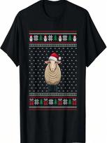 Sheep Wearing Santa Hat Ugly Xmas Sheep Lovers T-Shirt S įvairiaspalvis