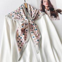 Summer new color pony printing triangle scarf silk scarf women's thin breathable long streamer temperament versatile decoration edge*bottom: 87*130cm