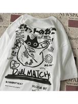 unisex Wounisex Cartoon T-Shirts Harajuku Kawaii Cat Printed Short Sleeve Tees Couple Streetwear Clothes Y2K Tops Graphic T Shirts S įvairiaspalvis