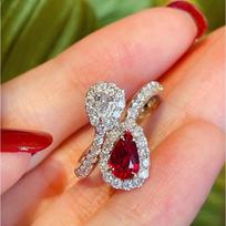 French Retro Ruby Gemstone Open Ring for Women - Elegant Niche Design, High-End Quality Jewelry Adjustable