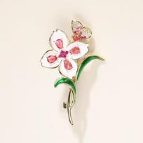 Bo Xin Yun Luxurious Gold-Plated Enamel Clover and Butterfly Brooch