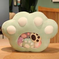 New Funny Snacks Throw Pillow Office Nap Pillow Waist Forest Animal Cat PAWS Kitten Doll Plush Toy Rag Doll Girl Birthday Gift žalia