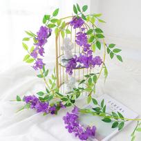 2M dirbtinės visterijos gėlės girliandos vynmedžio kabanti šilko gėlė namų sodui lauke vestuvių arkos gėlių dekoravimas tamsiai violetine spalva