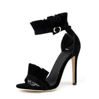 Moteriški aukštakulniai sandalai vasaros nauji elegantiški saldūs stiletto didelio dydžio saldainių spalvos atviro piršto sandalai 35 juoda