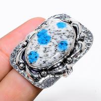 K2 Blue Azurite Gemstone 925 Sterling Silver Gift Jewelry Ring Size 8.5