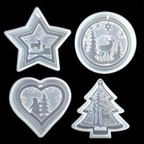 4pcs Silicone Christmas Elk Molds For Resin Epoxy Casting Xmas Mould