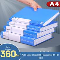 A4 Transparent Document Storage Binder for Office Organization. Thick 10 Pages Blue, 1 pc - Holds 40 Pages