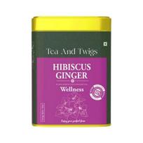 Tea And Twigs - Hibiscus Ginger Tea - 15 Tea Bags (30 Grams) | Herbal Teas | Natural Hibiscus Flower and Ginger | Caffeine Free | Wellness Tea 30GM