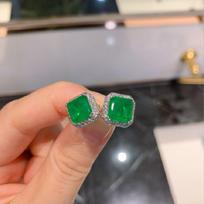 Visiškai naujas Paraiba smaragdo kvadratinis turmalino brangakmenio auskaras Blizgantis Originalus Sterlinginio sidabro auskaras Vestuvių vakarėliui