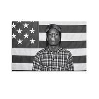 AAP Rocky ASAP Amerikos Vėliava Rap Raperis Motyvuojanti Sienos Art Dekoras Sporto Salės Biuro Siuvimas Reikalingas Įkvepianti Bendrabučio Vėliava 74x94cm(29x37in) white