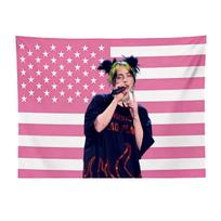 Billie Eilish Pink American Flag Tapestry Pop Star Concert Wall Banner Flat Print Bedroom Dorm Decor Billie Fan Gift 74x94cm(29x37in)
