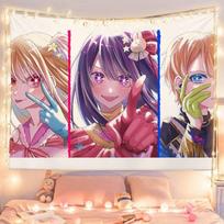 Oshi no Ko Anime Tapestry Polyester Wall Hanging Ai Hoshino Fan Decor for Bedroom Dorm Photo Backdrop 74x94cm(29x37in)