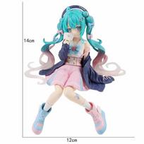 14cm Latest Anime Hatsune Miku Virtual Singer Manga Sitting posture Model Playthings computer desk cake decoration adorable free ship