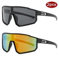 2pcs Men Women Outside MTB Cycling Sun Glasses Full Frame Sports Colorful Glasses Popular Punk Windproof Goggle UV400 Professional Grade