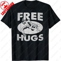 Wrestling Funny Free Hugs Gift Unisex Cotton TShirt Simple Casual Summer Fashion Tees Hipster Trend Unisex Women Comfortable Tops 4XL