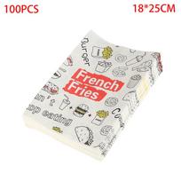 90/100Pcs Greaseproof Paper Bags Set Kitchen Non-Stick Food Oil-Proof Packaging Bags For French Fries Sandwich Pancake Burger as the picture