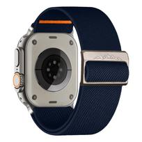Nylon Strap For Apple Watch ultra 2 Band 49mm 45mm 44mm 40mm 46 41mm Titanium buckle Bracelet correa iwatch Series 9 6 7 8 se 10 38 40 41mm S10-42mm tamsiai mėlyna spalva