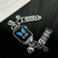 Fashion Women Apple Watch Strap, Adjustable Replacement Wristband Compatible with Apple Watch 38-49mm Series Ultra SE 1-11, Strap Only 38/40/41/42 sidabras