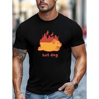 Men'S T-Shirt, Comfortable And Versatile, Easy And Clean, Featuring a Hot Dog Design for Summer Casual Wear with a Round Neck And Short Length 2XL juoda