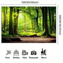 2D Lush Spring Woodland with Sunlight Rays Banner Photography Background Banner 47.2x31.5inch/120*80cm