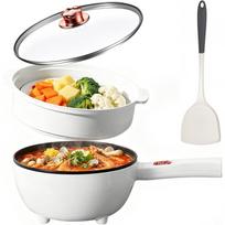 Elektrinis karštasis puodas su garintuvu, Greitai makaronus viryklė Non-Stick keptuvės su mentelėmis kepsniams, kiaušiniams, keptiems ryžiams, ramenams, avižinei košei, sriubai, balta
