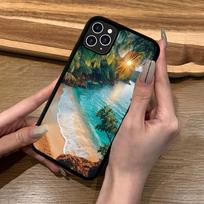 Sea Tropical Palm Trees Beach Phone Case Silicone PC+TPU For For IPhone 11 12 13 14 15 16 Plus Pro Max Cover For iPhone 16pro max